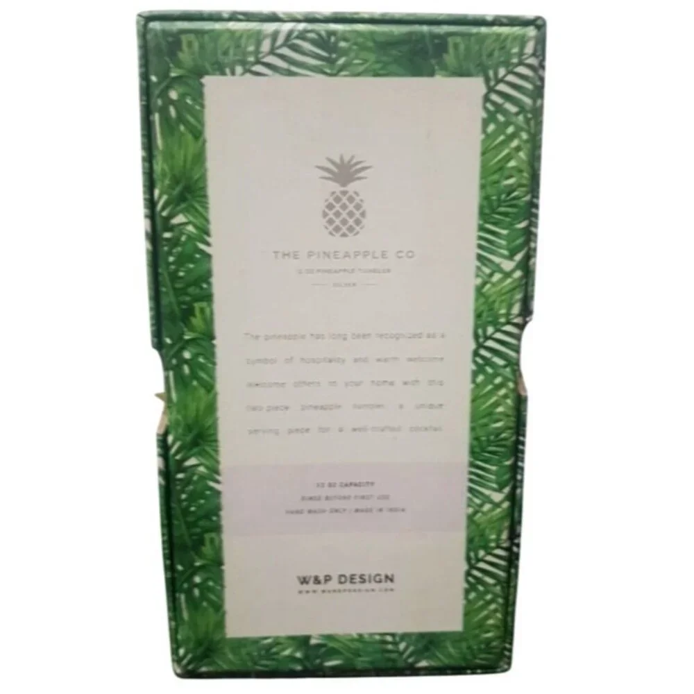 &P Design The Pineapple Company Silver Pineapple Tumbler 12oz Home Decor Gift